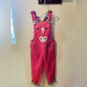 Mini Boden Pink Polka Dot Kids Overalls